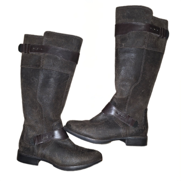 UGG Australia Dayle Lodge Brown, Tall Leather Riding Boots - Ladies Size 8 - Picture 6 of 10